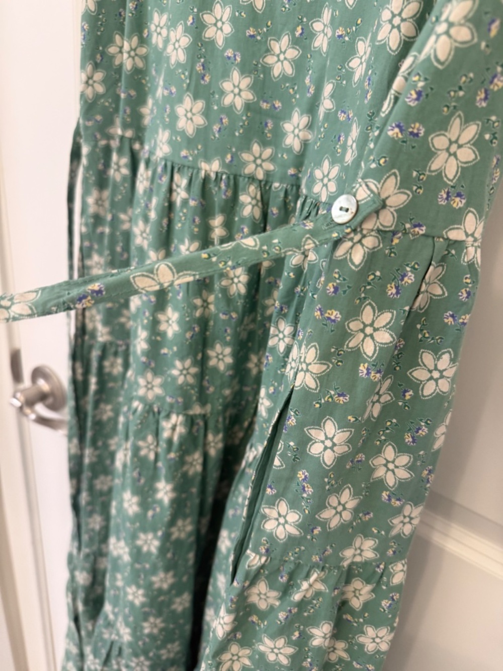 April Cornell Green Floral Tiered Midi Dress XXS | Cottagecore Sleeveless Dress - Picture 3 of 10